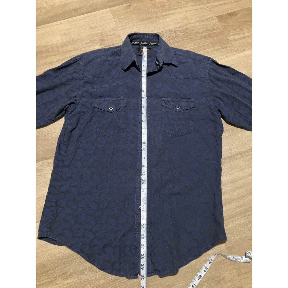 Wrangler George Strait Troubadour Navy Paisley Western Pearl Snap Shirt Mens L